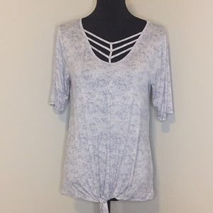 Maurice’s Gray Marl 3/4 Sleeves Tie Front Top